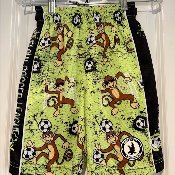 Like New Flow Society Flow Soccer League Monkeys Kids Shorts - Lime Green - Picture 1 of 5